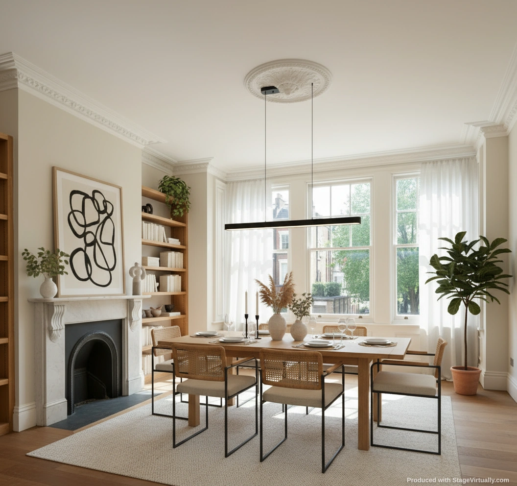 Virtually staged Dining Room