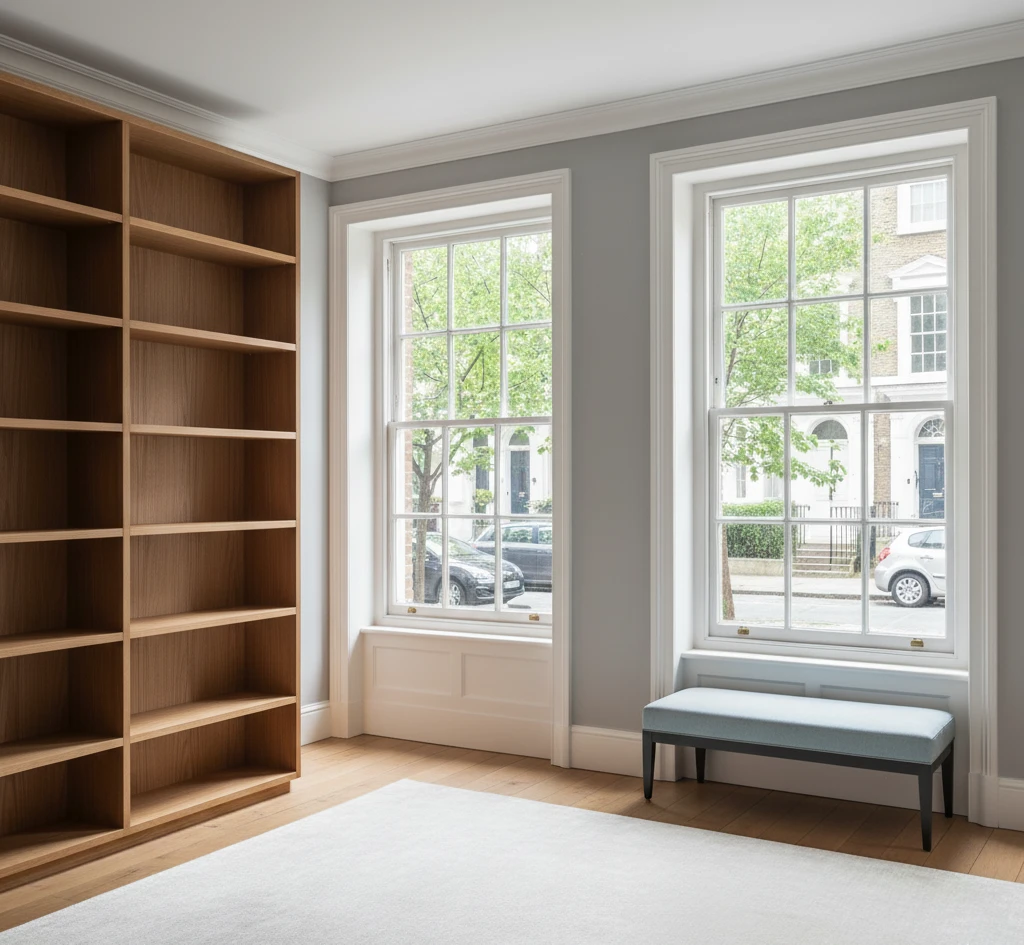Unstyled home office before virtual staging