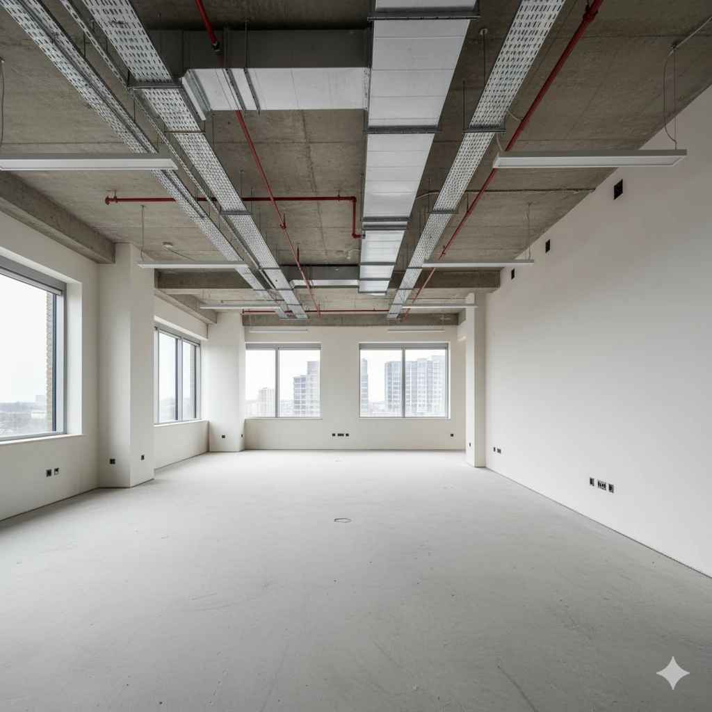 Unfinished office floor before staging