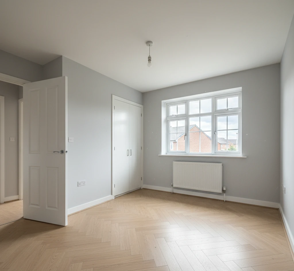 Empty secondary bedroom before staging
